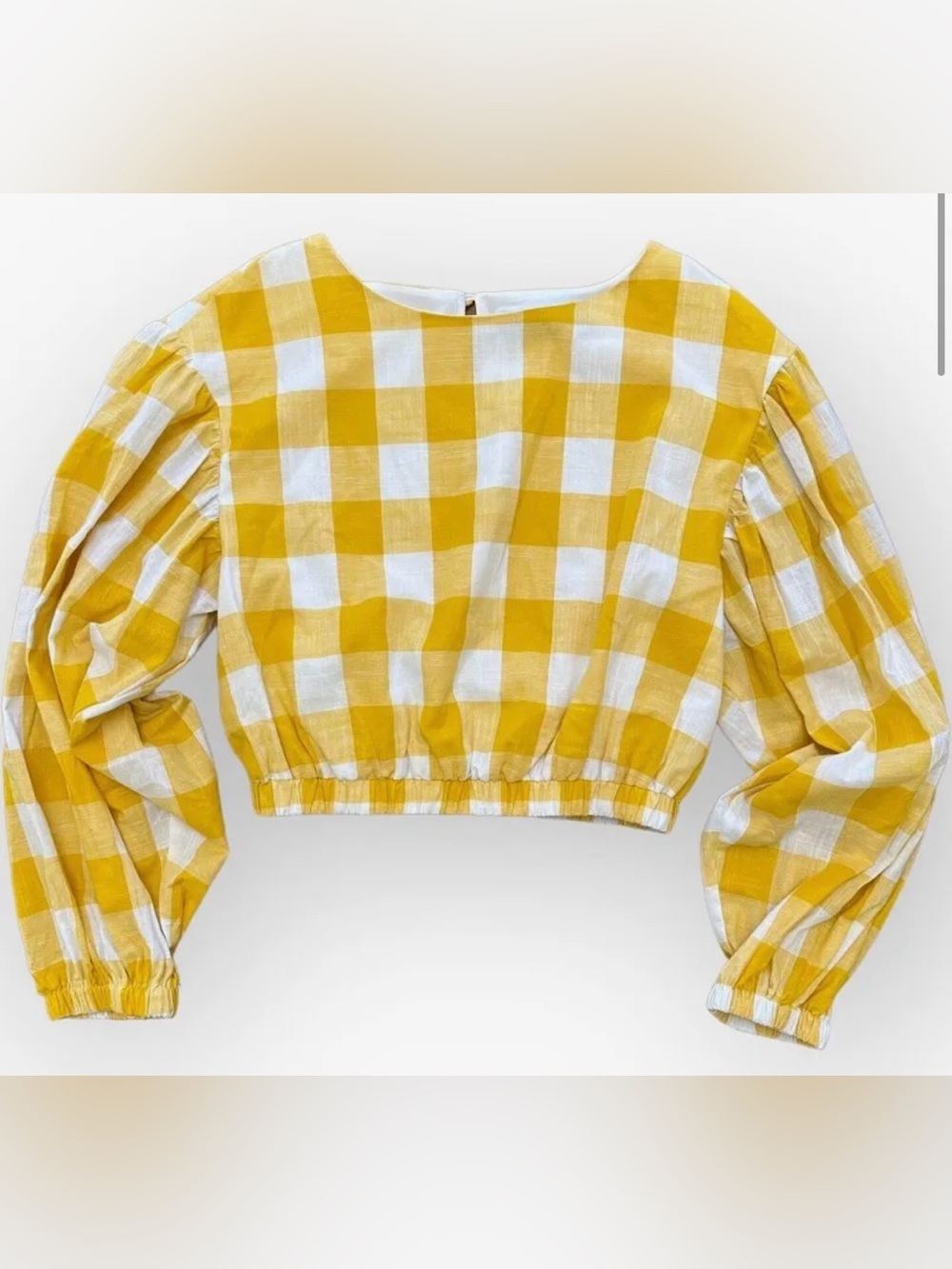 Sugar Lips Yellow White Boho
Preppy Gingham Crop Top
Balloon Sleeves
